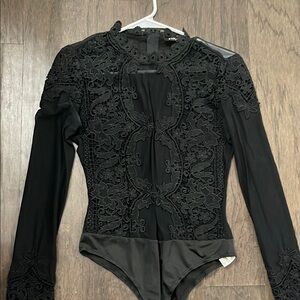 Elegant Black Lace Bodysuit